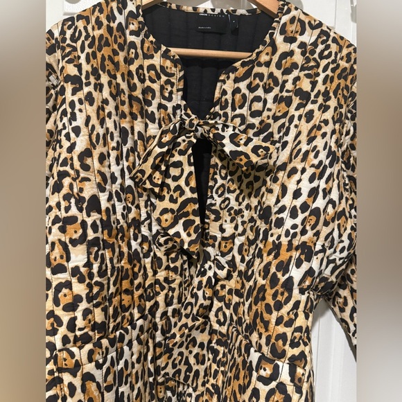 ASOS DESIGN Quilted Brown Black Leopard Print Jacket Tie Closures Sz Small NWOT - Picture 4 of 9